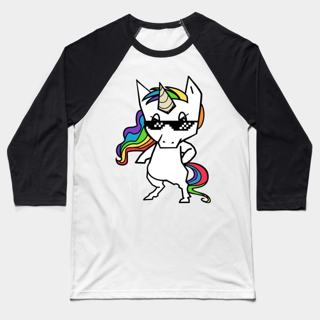 thug Unicorn Baseball T-Shirt by Zefkiel